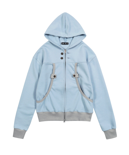 kaifai(カイファイ)の「カーブボタンフードジップアップ(スカイブルー)K26QA220(パーカー・レディース・その他・MEDIUM/LARGE)」の2枚目の写真