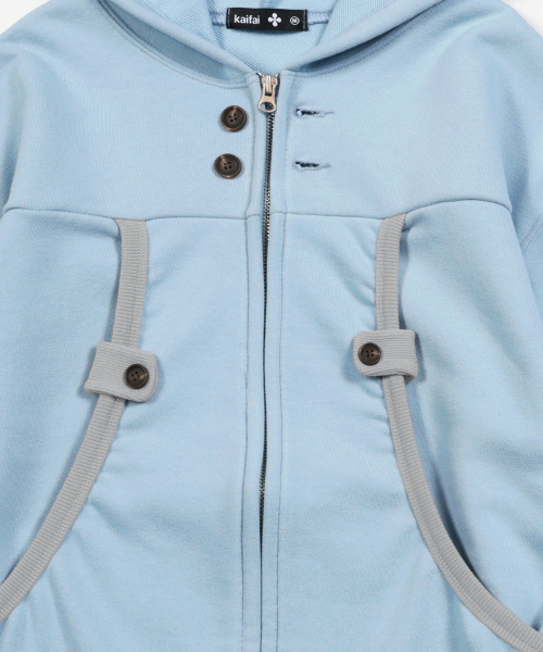 kaifai(カイファイ)の「カーブボタンフードジップアップ(スカイブルー)K26QA220(パーカー・レディース・その他・MEDIUM/LARGE)」の5枚目の写真
