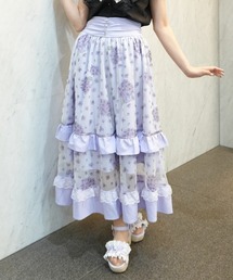 axes femme POETIQUE | 紫陽花柄プリントチュールスカート(スカート)