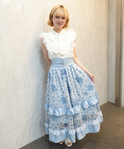 axes femme POETIQUE（アクシーズファムポエティック）の「紫陽花柄プリントチュールスカート（スカート・レディース・ラベンダー/サックスブルー・MEDIUM）」の12枚目の写真