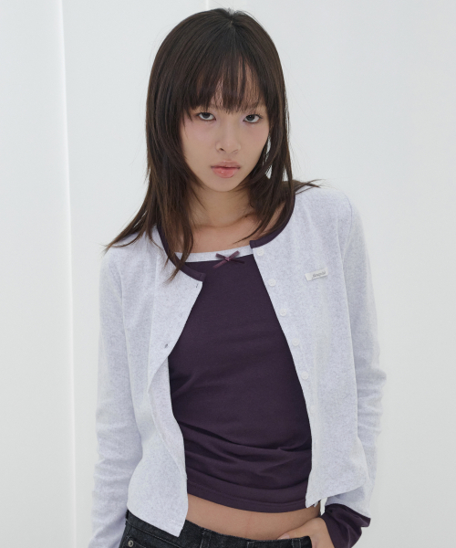 FANCY CLUB(ファンシークラブ)の「エアリー ボタン カーディガン (メランジ) F26QB041(カーディガン/ボレロ・レディース・その他・ONE)」の2枚目の写真