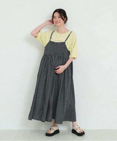 産前・産後対応】マタニティ／スースーデニム2WAYワンピース 739799