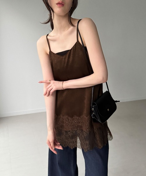 junoah(ジュノア)の「サテンレースキャミトップス(レーヤード用)(キャミソール・レディース・ブラック/ブラウン/ホワイト・SMALL/MEDIUM/LARGE)」の20枚目の写真