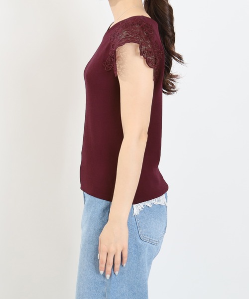ASTORIA ODIER(アストリアオディール)の「肩レースフレンチスリーブニット(ニット/セーター・レディース・ブラック/ライトグレー/ワイン/ミント・MEDIUM)」の17枚目の写真