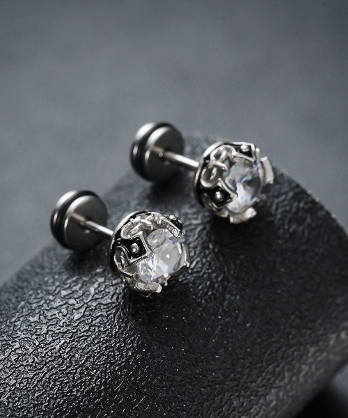 Bz】ワンポイントアクリルストーンデザインペアピアス ユニセックス(MA