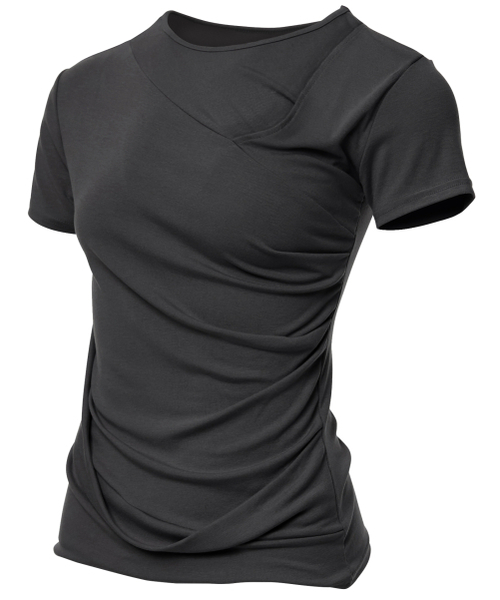 FLAREUP(フレアアップ)の「Asymmetrical Draped T-Shirt (FL-147_Black)(Tシャツ/カットソー・レディース・ブラック・OS)」の4枚目の写真