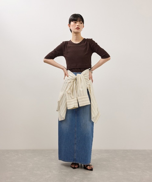 ADAM ET ROPE'(アダムエロペ)の「【サステナブル】バックタックデニムスカート(デニムスカート・レディース・サックスブルー/ブルー・36/38)」の22枚目の写真