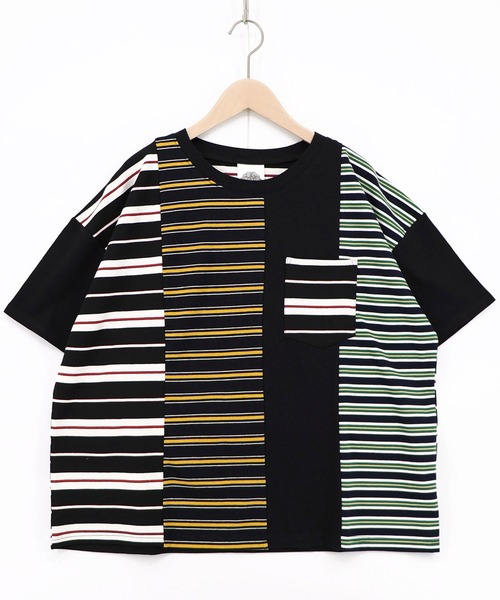 ScoLar（スカラー）の「162696：ボーダー切替 スカラーちゃんバックプリントTシャツ（Tシャツ/カットソー・レディース・オフホワイト/アイボリー/ブラック・M）」の3枚目の写真