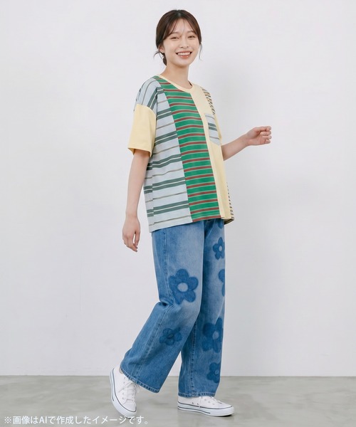 ScoLar（スカラー）の「162696：ボーダー切替 スカラーちゃんバックプリントTシャツ（Tシャツ/カットソー・レディース・オフホワイト/アイボリー/ブラック・M）」の10枚目の写真