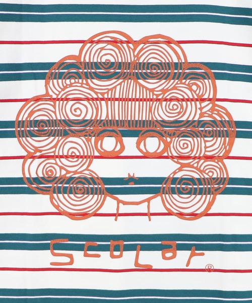 ScoLar（スカラー）の「162696：ボーダー切替 スカラーちゃんバックプリントTシャツ（Tシャツ/カットソー・レディース・オフホワイト/アイボリー/ブラック・M）」の13枚目の写真