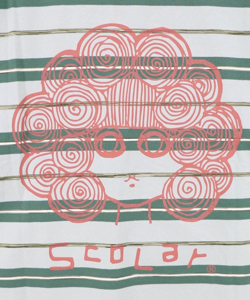 ScoLar（スカラー）の「162696：ボーダー切替 スカラーちゃんバックプリントTシャツ（Tシャツ/カットソー・レディース・オフホワイト/アイボリー/ブラック・M）」の15枚目の写真