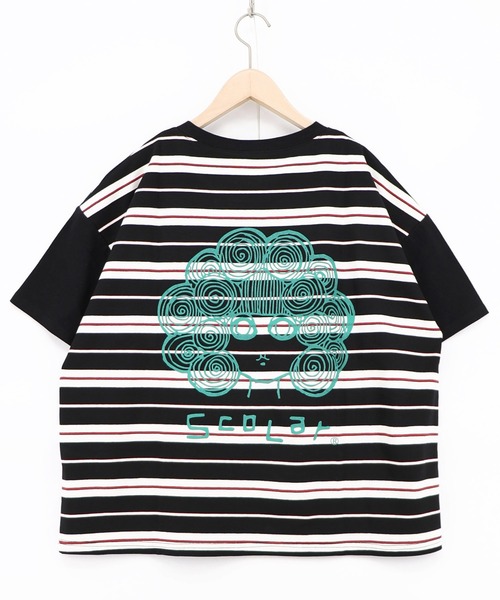 ScoLar（スカラー）の「162696：ボーダー切替 スカラーちゃんバックプリントTシャツ（Tシャツ/カットソー・レディース・オフホワイト/アイボリー/ブラック・M）」の16枚目の写真