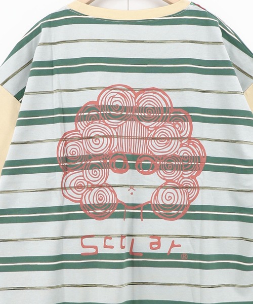 ScoLar（スカラー）の「162696：ボーダー切替 スカラーちゃんバックプリントTシャツ（Tシャツ/カットソー・レディース・オフホワイト/アイボリー/ブラック・M）」の22枚目の写真