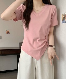 Vネック サイドドレープトップス
