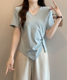 Vネック サイドドレープトップス