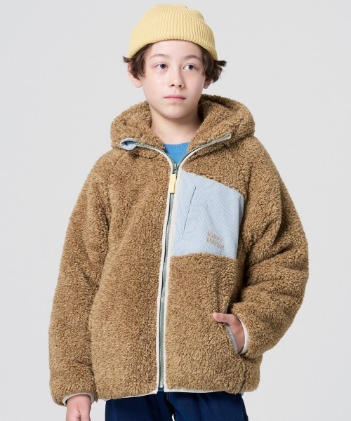 KRIFF MAYER Kid's Collection(クリフメイヤーキッズコレクション)の「シャギーボアフードジャケット(その他アウター・キッズ・チャコール/グレー/カラフル/ベージュ/セージグリーン/ナチュラル・160/170/120/130/140/150)」の4枚目の写真