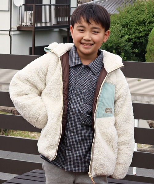 KRIFF MAYER Kid's Collection(クリフメイヤーキッズコレクション)の「シャギーボアフードジャケット(その他アウター・キッズ・チャコール/グレー/カラフル/ベージュ/セージグリーン/ナチュラル・160/170/120/130/140/150)」の5枚目の写真