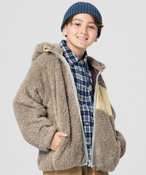 KRIFF MAYER Kid's Collection(クリフメイヤーキッズコレクション)の「シャギーボアフードジャケット(その他アウター・キッズ・チャコール/グレー/カラフル/ベージュ/セージグリーン/ナチュラル・160/170/120/130/140/150)」の2枚目の写真