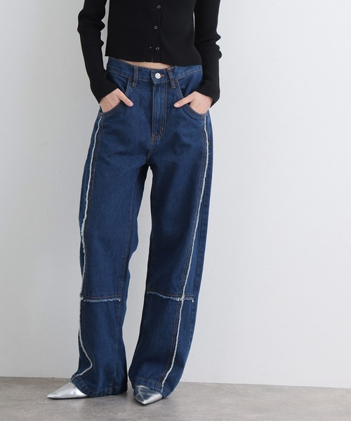 ElegChic(エレグシック)の「クロスフリンジワイドデニムパンツ(デニムパンツ・レディース・ネイビー/ブルー系その他/ブルー・M/XXL/L/XL/4L)」の11枚目の写真