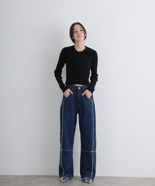 ElegChic(エレグシック)の「クロスフリンジワイドデニムパンツ(デニムパンツ・レディース・ネイビー/ブルー系その他/ブルー・M/XXL/L/XL/4L)」の12枚目の写真