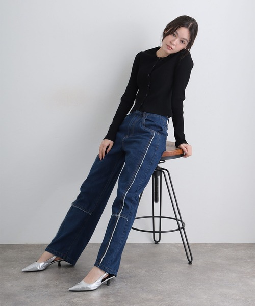 ElegChic(エレグシック)の「クロスフリンジワイドデニムパンツ(デニムパンツ・レディース・ネイビー/ブルー系その他/ブルー・M/XXL/L/XL/4L)」の16枚目の写真