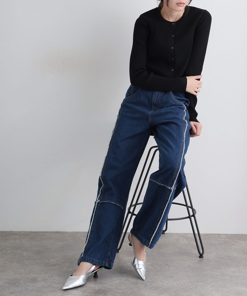 ElegChic(エレグシック)の「クロスフリンジワイドデニムパンツ(デニムパンツ・レディース・ネイビー/ブルー系その他/ブルー・M/XXL/L/XL/4L)」の17枚目の写真