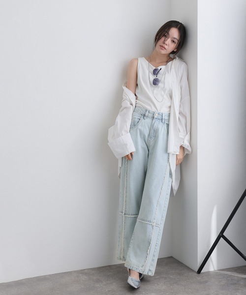 ElegChic(エレグシック)の「クロスフリンジワイドデニムパンツ(デニムパンツ・レディース・ネイビー/ブルー系その他/ブルー・M/XXL/L/XL/4L)」の19枚目の写真