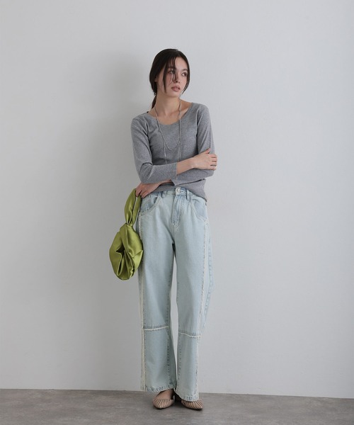 ElegChic(エレグシック)の「クロスフリンジワイドデニムパンツ(デニムパンツ・レディース・ネイビー/ブルー系その他/ブルー・M/XXL/L/XL/4L)」の20枚目の写真