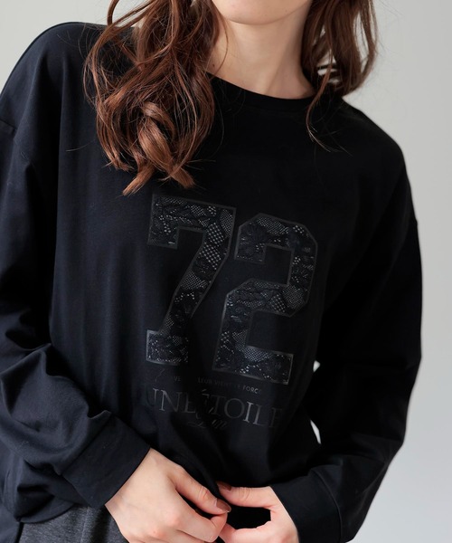 Jines（ジネス）の「72レースロゴロンT（Tシャツ/カットソー・レディース・ブラック/ホワイト・38）」の7枚目の写真