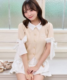 one after another NICE CLAUP（ワンアフターアナザーナイスクラップ）の「袖リボンシャツドッキング刺繍入りニット（ニット/セーター）」