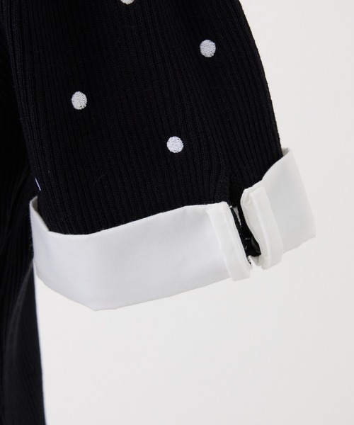 one after another NICE CLAUP(ワンアフターアナザーナイスクラップ)の「袖リボンシャツドッキング刺繍入りニット(ニット/セーター・レディース・ネイビー/ブラウン/ベージュ/ブラック系その他・FREE)」の15枚目の写真