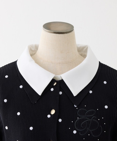 one after another NICE CLAUP(ワンアフターアナザーナイスクラップ)の「袖リボンシャツドッキング刺繍入りニット(ニット/セーター・レディース・ネイビー/ブラウン/ベージュ/ブラック系その他・FREE)」の12枚目の写真