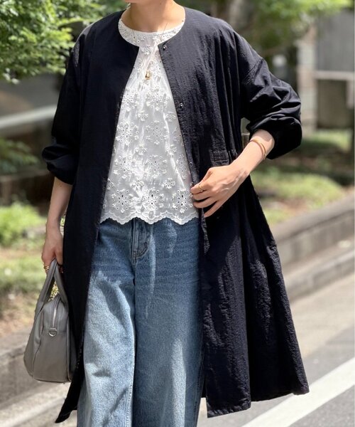 BEARDSLEY（ビアズリー）の「ツブツブフロント刺繍カットソー（Tシャツ/カットソー・レディース・ブラック/ホワイト・FREE）」の8枚目の写真