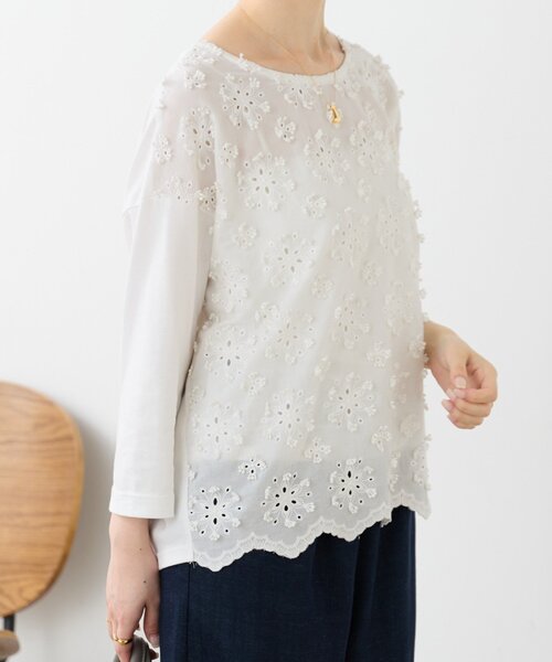 BEARDSLEY（ビアズリー）の「ツブツブフロント刺繍カットソー（Tシャツ/カットソー・レディース・ブラック/ホワイト・FREE）」の11枚目の写真