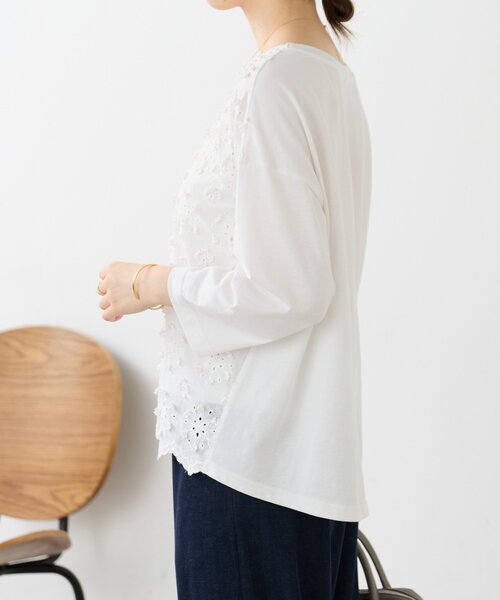 BEARDSLEY（ビアズリー）の「ツブツブフロント刺繍カットソー（Tシャツ/カットソー・レディース・ブラック/ホワイト・FREE）」の13枚目の写真