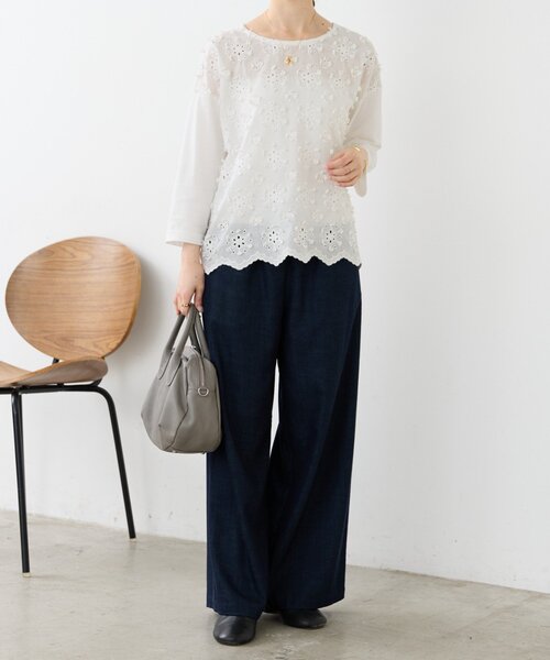 BEARDSLEY（ビアズリー）の「ツブツブフロント刺繍カットソー（Tシャツ/カットソー・レディース・ブラック/ホワイト・FREE）」の14枚目の写真