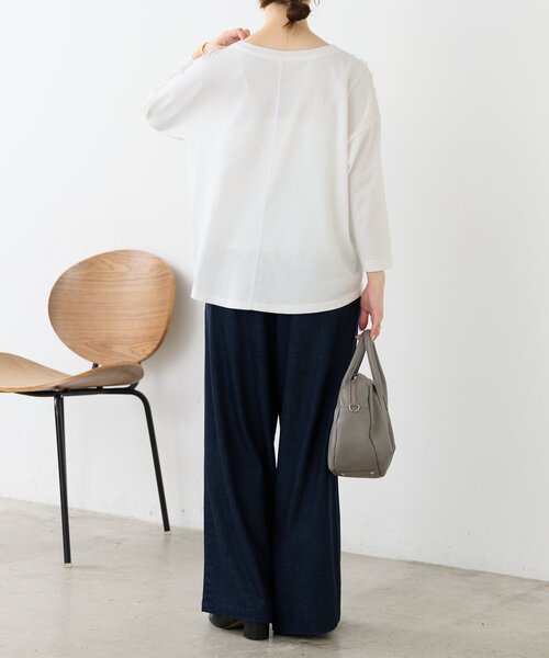BEARDSLEY（ビアズリー）の「ツブツブフロント刺繍カットソー（Tシャツ/カットソー・レディース・ブラック/ホワイト・FREE）」の16枚目の写真