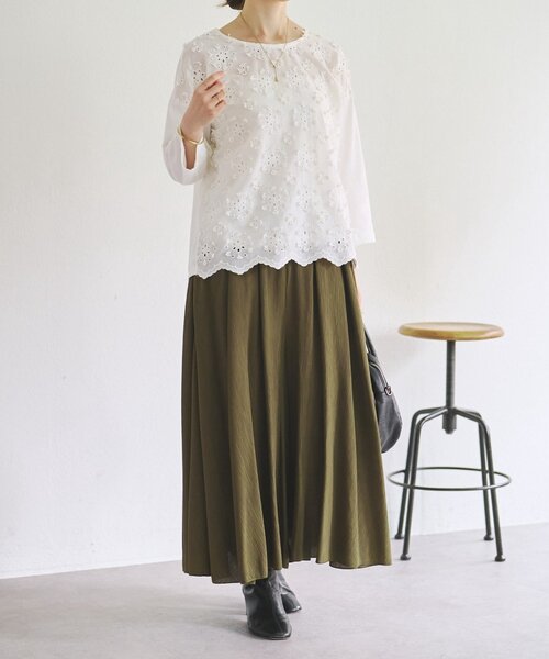 BEARDSLEY（ビアズリー）の「ツブツブフロント刺繍カットソー（Tシャツ/カットソー・レディース・ブラック/ホワイト・FREE）」の18枚目の写真
