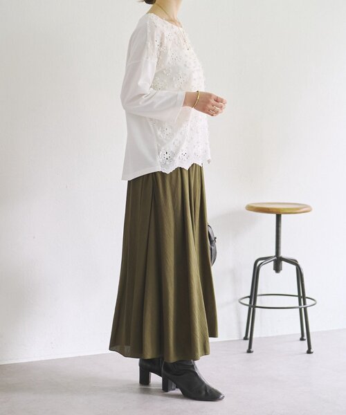 BEARDSLEY（ビアズリー）の「ツブツブフロント刺繍カットソー（Tシャツ/カットソー・レディース・ブラック/ホワイト・FREE）」の19枚目の写真