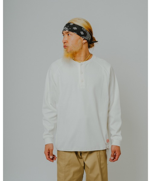 BIG MIKE(ビッグマイク)の「BIG MIKE ビッグマイク /26秋冬新作 ハニカムワッフル ヘンリーネック ラグラン 長袖Tシャツ 裾ドローコード ロンT //// 102638791(Tシャツ/カットソー・メンズ・杢グレー/オフホワイト/スミクロ・MEDIUM/X-LARGE/LARGE)」の13枚目の写真