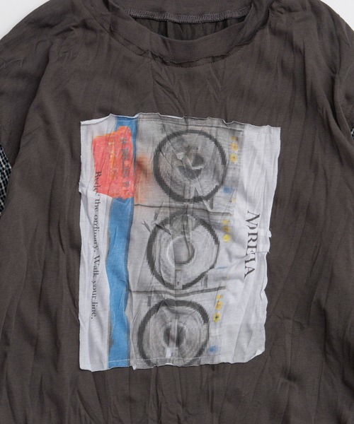 MAISON SPECIAL（メゾンスペシャル）の「Washer Shirt Docking Print T-Shirt/ワッシャーシャツドッキングプリントTEE（Tシャツ/カットソー・レディース・チャコールグレー/グレー/ブラウン・FREE）」の15枚目の写真