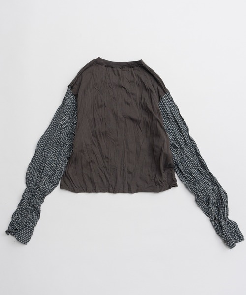 MAISON SPECIAL（メゾンスペシャル）の「Washer Shirt Docking Print T-Shirt/ワッシャーシャツドッキングプリントTEE（Tシャツ/カットソー・レディース・チャコールグレー/グレー/ブラウン・FREE）」の16枚目の写真