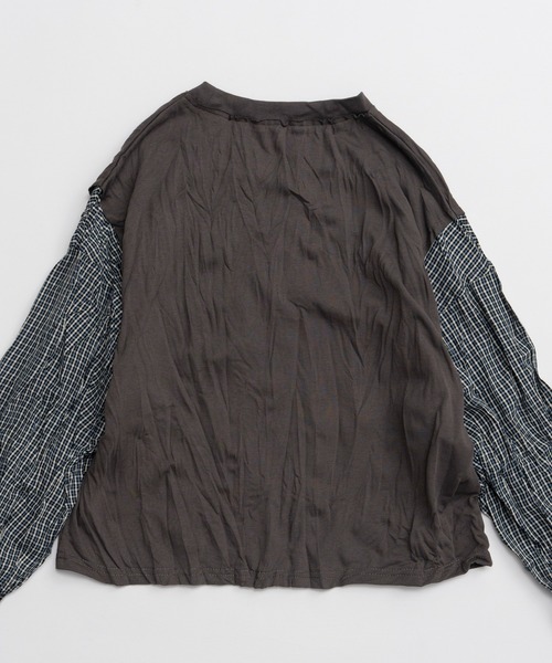 MAISON SPECIAL（メゾンスペシャル）の「Washer Shirt Docking Print T-Shirt/ワッシャーシャツドッキングプリントTEE（Tシャツ/カットソー・レディース・チャコールグレー/グレー/ブラウン・FREE）」の17枚目の写真