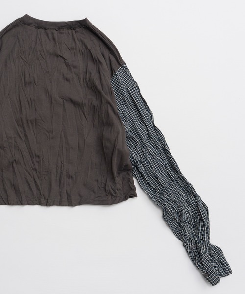 MAISON SPECIAL（メゾンスペシャル）の「Washer Shirt Docking Print T-Shirt/ワッシャーシャツドッキングプリントTEE（Tシャツ/カットソー・レディース・チャコールグレー/グレー/ブラウン・FREE）」の18枚目の写真