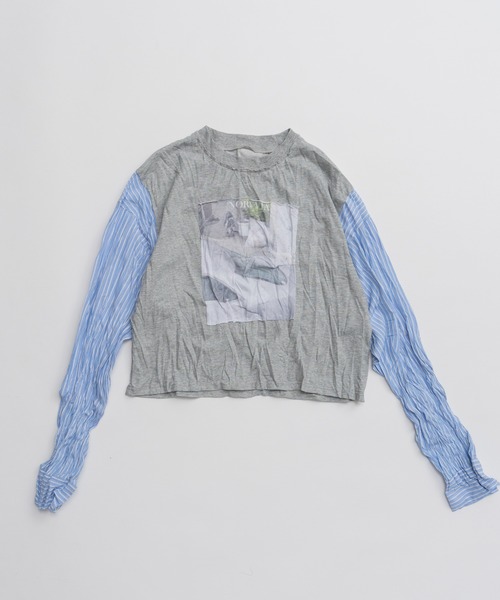 MAISON SPECIAL（メゾンスペシャル）の「Washer Shirt Docking Print T-Shirt/ワッシャーシャツドッキングプリントTEE（Tシャツ/カットソー・レディース・チャコールグレー/グレー/ブラウン・FREE）」の10枚目の写真