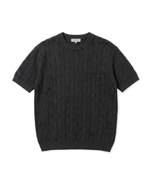 HIGH-TWIST LINEN CABLE S/S KNIT (CHARCOAL)