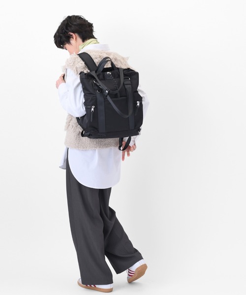W&.Day/Night（ダブルアンド デイナイト）の「アワイ 2WAYトート A4サイズ 13.3インチPC収納 20501（トートバッグ・レディース・グレー/アイボリー/ブラック・FREE）」の5枚目の写真
