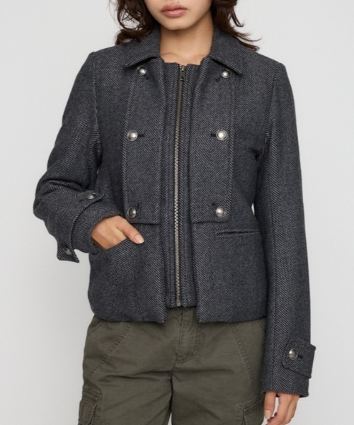 OVERLAP DOUBLE TWEED コート
