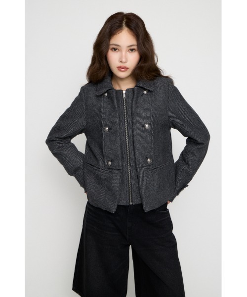 OVERLAP DOUBLE TWEED コート