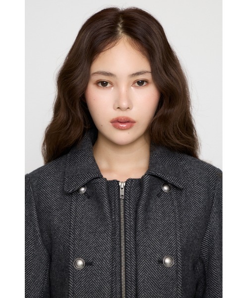 OVERLAP DOUBLE TWEED コート